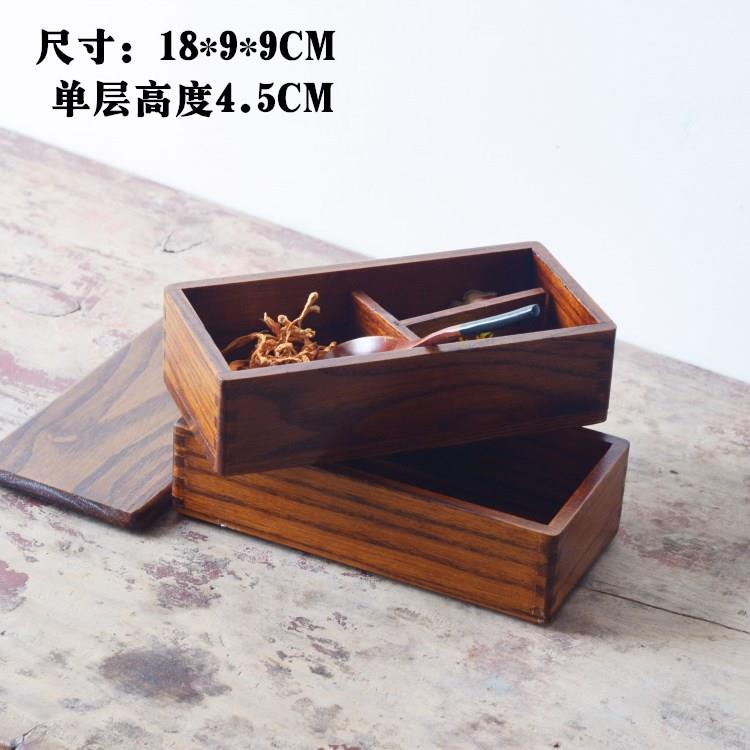 新款直销日式寿司双层便当盒 长方形木质餐盒学生便携米饭盒