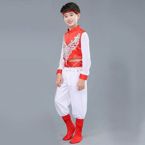 高档儿童蒙族草原骏马舞蹈服装女童色小吉祥白蒙服筷子舞演古出服