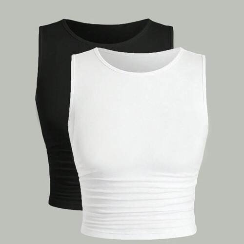 Solid Color Tank Top Casual Sleeveless Round Neck Top for