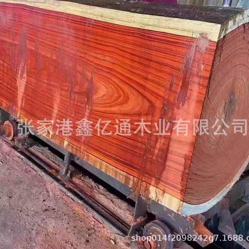 热销红花梨 原木 板材 加工邵氏紫檀 刚果红花梨木墩板材防腐木棒