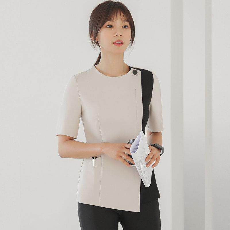 新款韩版美容院师工作服短袖皮肤管理韩式纹绣美甲师技师职业套装