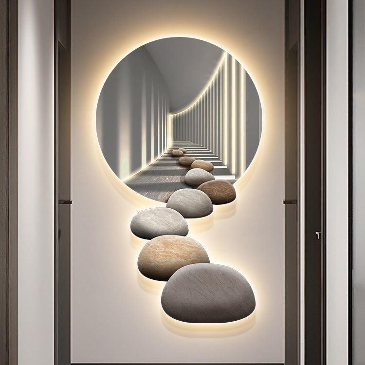 轻奢led带灯光入户玄关装饰画挂画壁画走廊过道简约现代空间几何图片