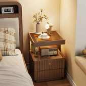 实木床头柜简约现代家用卧室带锁储物柜小型床边置物架简易收纳柜