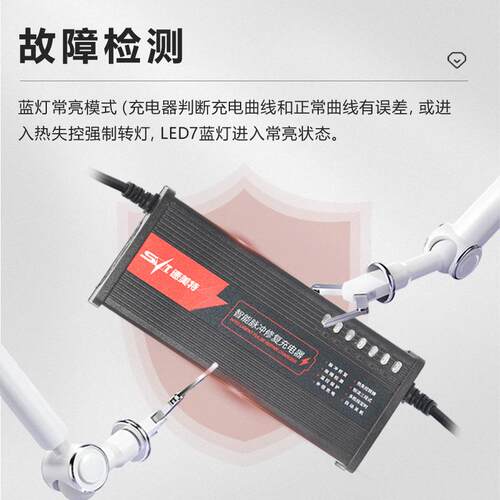 跨境充电器七灯智能充三四轮车60V72V96V20Ah铅酸电池充电器厂家
