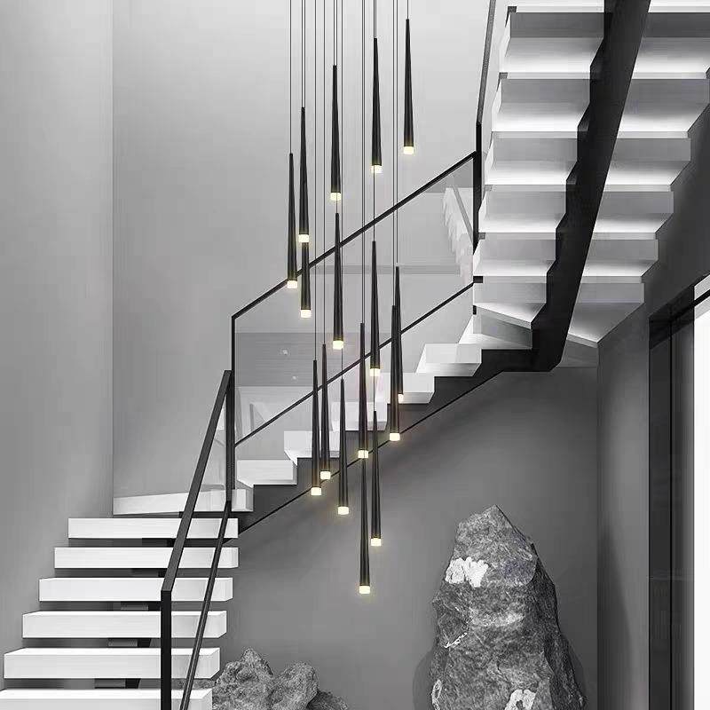 led复挑空吊灯意轻奢现代家居别墅dcha式n270创elier旋转楼梯长吊