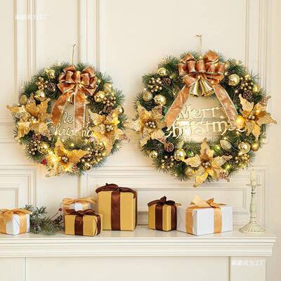 港恒红色圣诞4花环门挂饰0圣诞装圣饰品SCM诞树藤条挂场景布置门