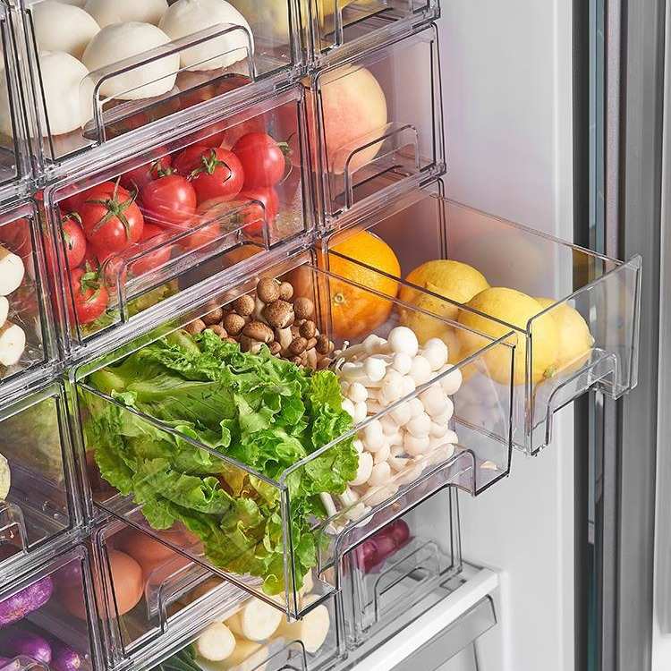 厨房冰箱收纳盒抽屉式冷冻保鲜盒食品级水果鸡蛋蔬菜冷藏储物盒子