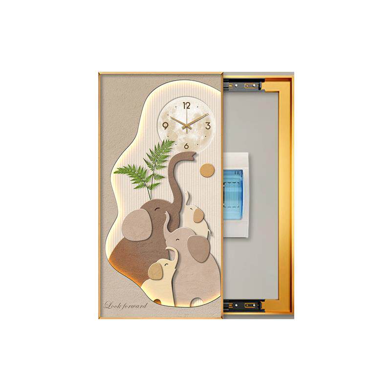 温馨大象表电装箱饰画带钟遮20240601挡消防栓配表电箱开关电盒大