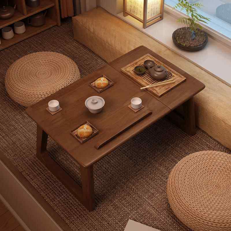 可折叠飘窗小桌子实木家用日式榻榻米茶几茶桌阳台炕几卧室床上桌