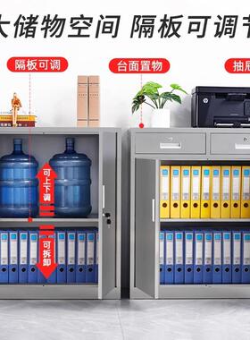 不锈矮文柜办公室带锁柜3625移动收纳柜带轮钢抽屉柜无菌防锈储物
