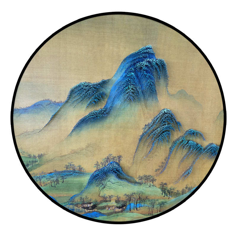 钉子中式风水招财可挂画装饰画立体玄关客厅新定制实物圆形画山水