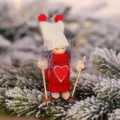 Christmas Decorations Wooden Ski Dolls Christmas Tree Pendan