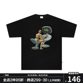 ANTIDOTE(SNAKELAB)T恤短袖男夏季机器人印花宽松纯棉重磅潮圆领