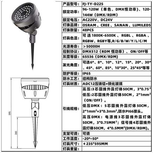 地插照树泛光灯120W144W染色全彩DMX暖白黄光别墅园林古迹文旅景