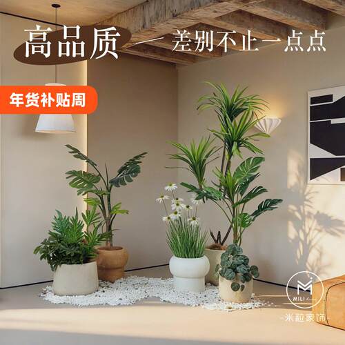 高级感仿真提根龟背芋盆栽逼真室内绿植客厅轻奢落地装饰无需养护