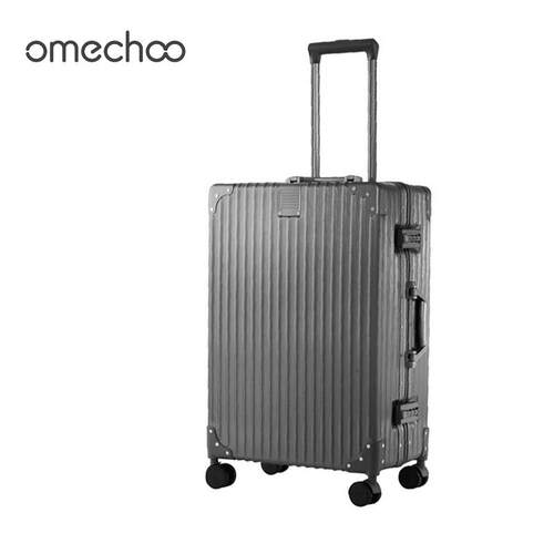 正品新款代日本OMECHOO行李箱多功能铝音框拉杆箱静3万商向轮务旅