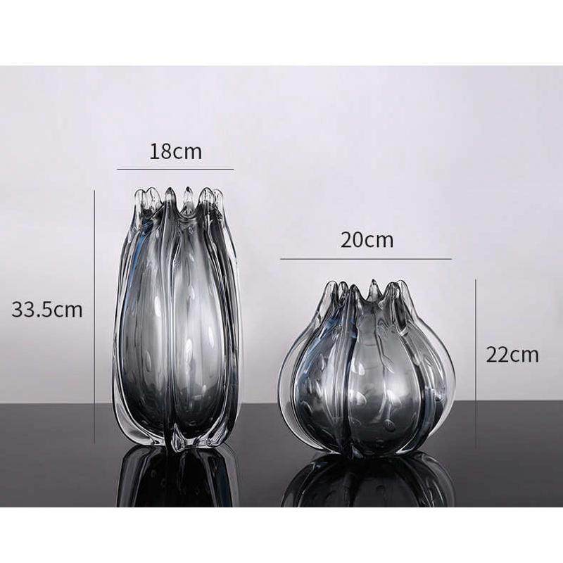 现代极简轻奢布格花瓶灰色玻璃样板间装饰台面花插花器软装摆设