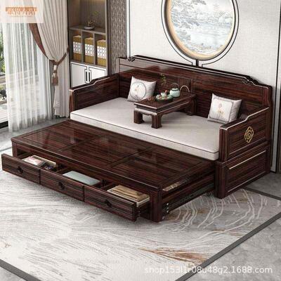 款间客厅折叠沙床两用新床罗1汉床实发木推拉房高档推拉式全套多