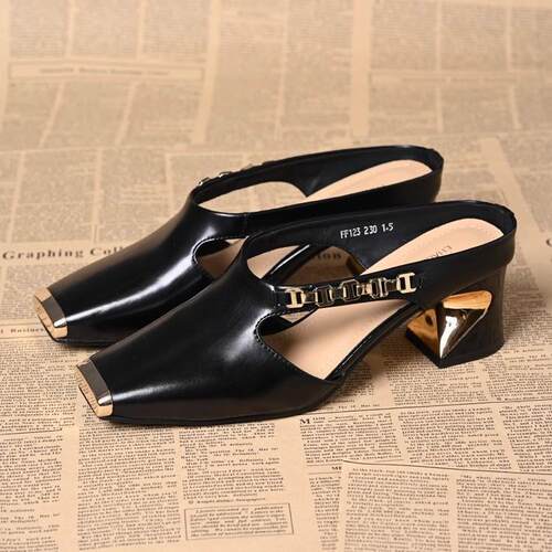 Womens High Heel Sandals Hollow Out Design Gold Chain