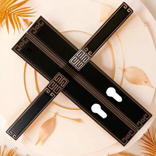 户外铝艺庭院双开大门锁铁艺门把手锌合金新中式双面钥匙入户室外