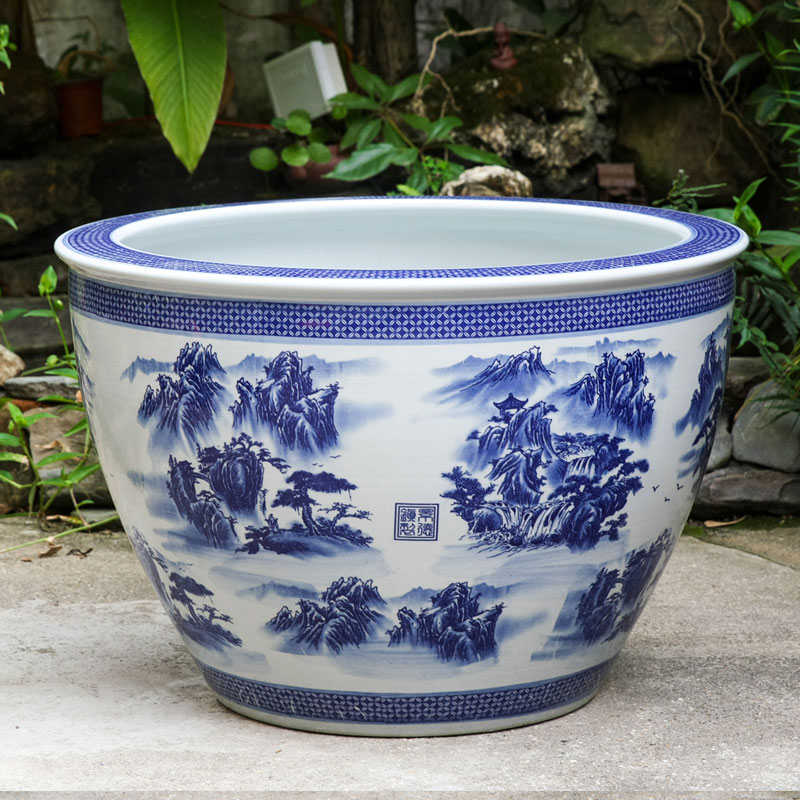 花缸陶瓷大号大口径金鱼景德镇瓷大水缸花盆睡莲碗莲盆养荷花花