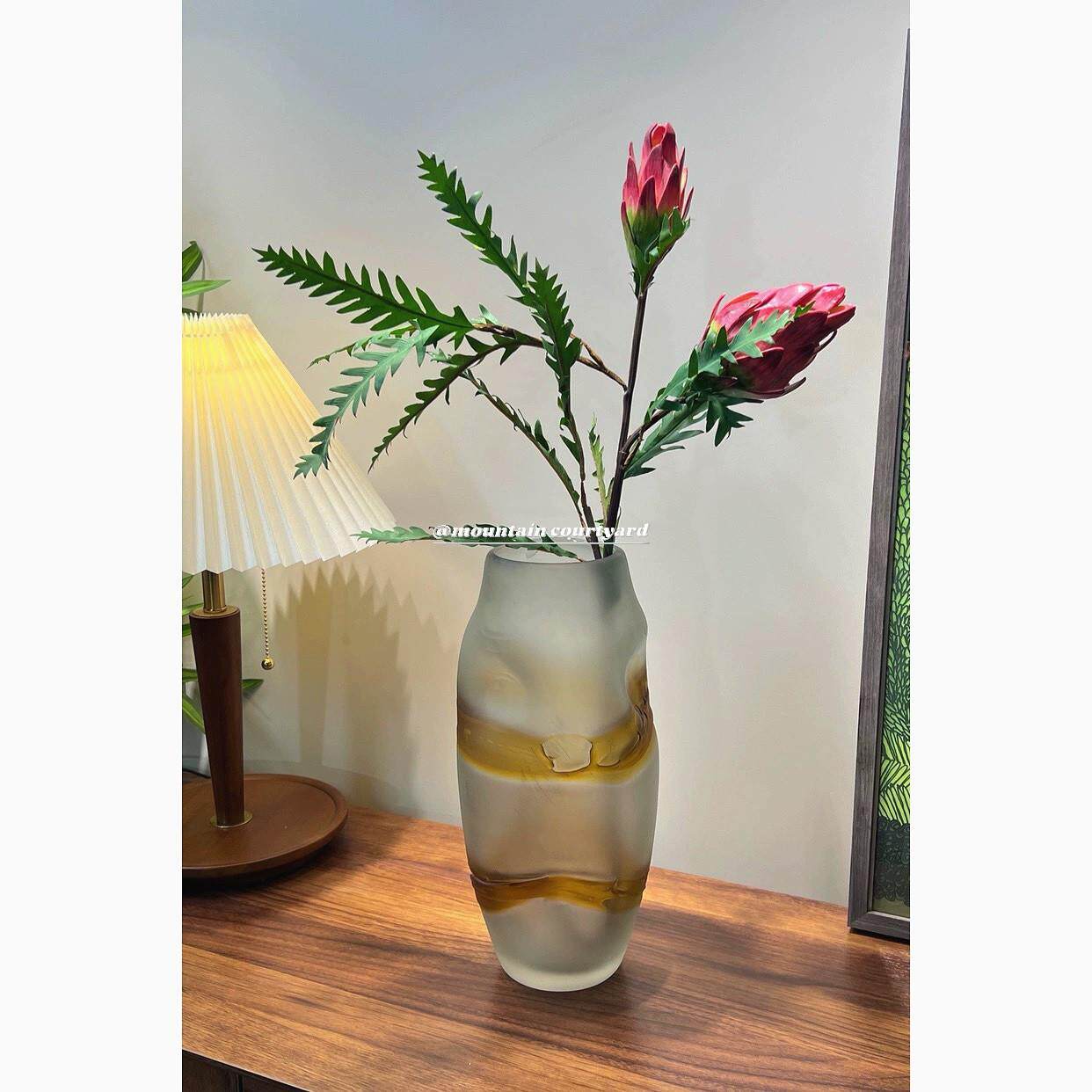 焦糖熔岩磨砂琉璃花瓶现代简约手工花瓶客厅摆件卧室摆件居家好物