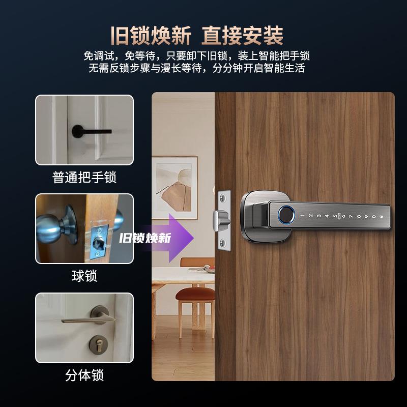 家用通用型源密码防火卧室木门智能家门用门锁民宿出租房头锁HL30