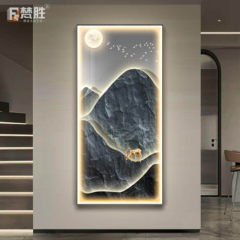 现代简约装饰画挂钟玄关装饰画钟表客厅走廊过道墙画挂钟网红钟