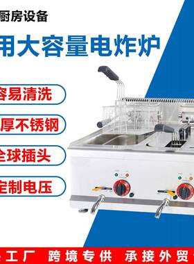 全新商用台式不锈钢电热双缸双筛炸炉炸鸡薯条锅酒店厨房餐饮设备
