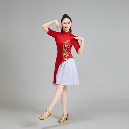 2026新款打鼓演出服装女中国风腰鼓队秧歌舞蹈服成人现代广场舞表