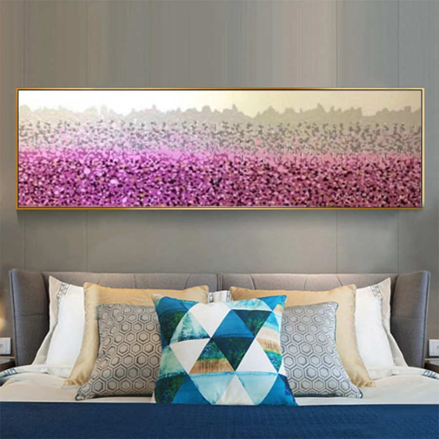 工厂直销装饰画现代简约新中式春意浓手绘油画 纯手工床头装饰画图片