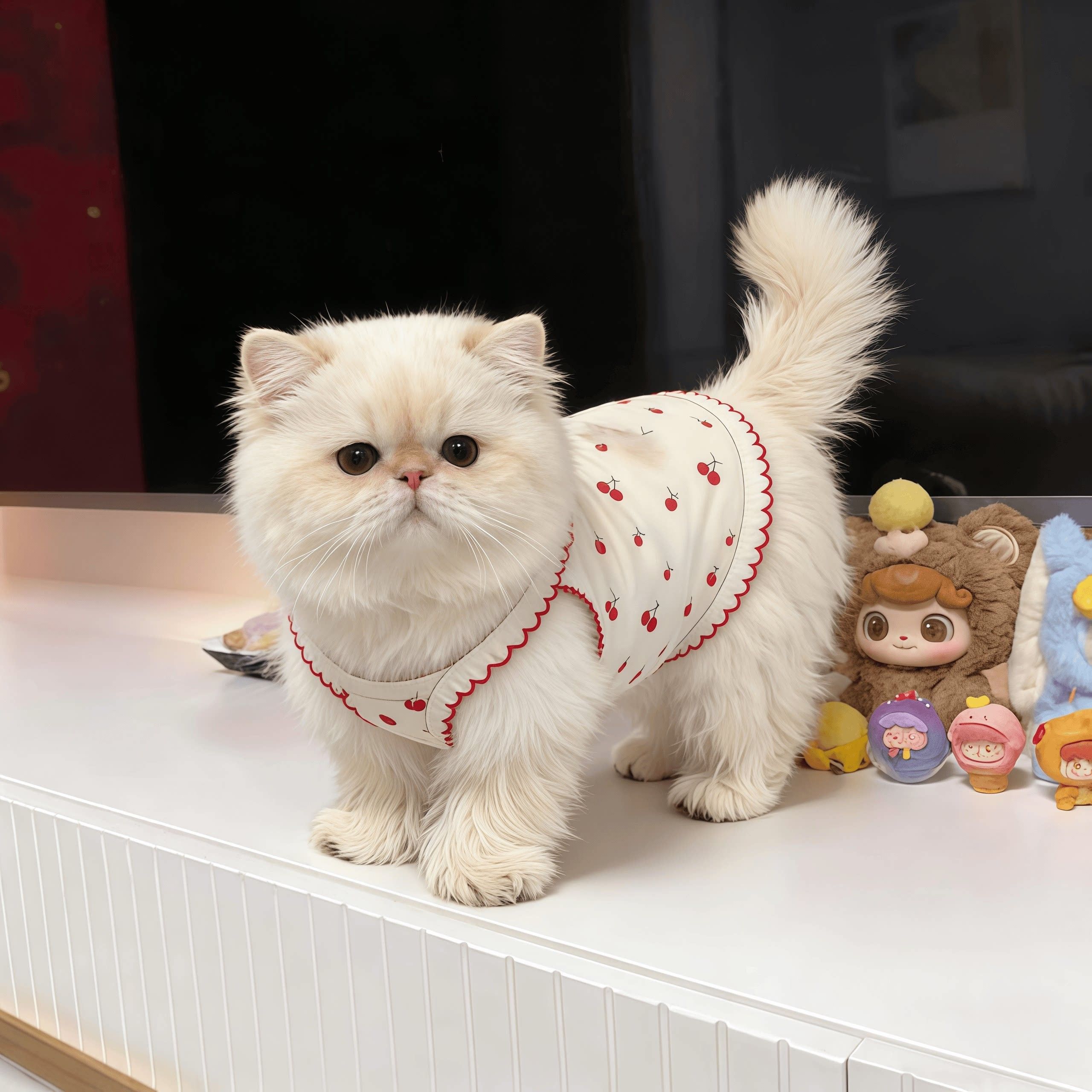 猫咪衣服2026新款轻薄可爱樱桃吊带背心中小型犬防掉毛家居服睡衣
