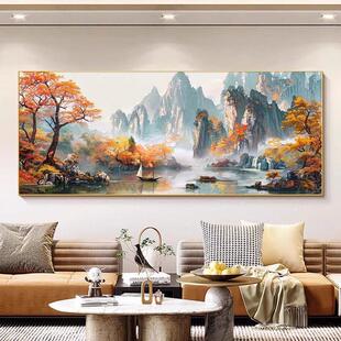 bUgYq7n8新中山水办水客厅钻石式 画贴钻公室聚宝盆流生财风景绣十