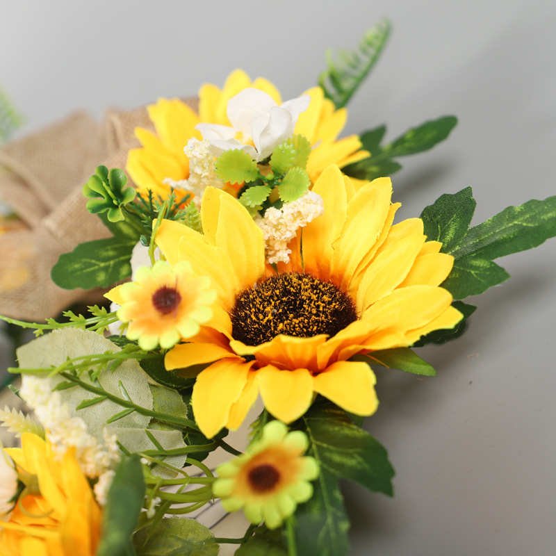 鸿禹 蜜蜂节花环家居客厅前门装饰花圈仿真向日葵蜜蜂挂件