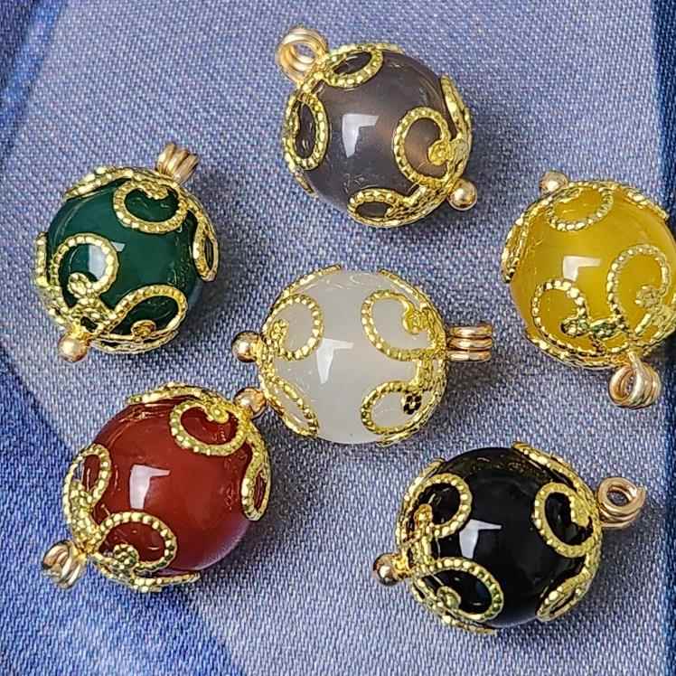 10mm天然玉石玛瑙纽扣新中式国风旗袍唐装汉服衬衫扣子高端定制