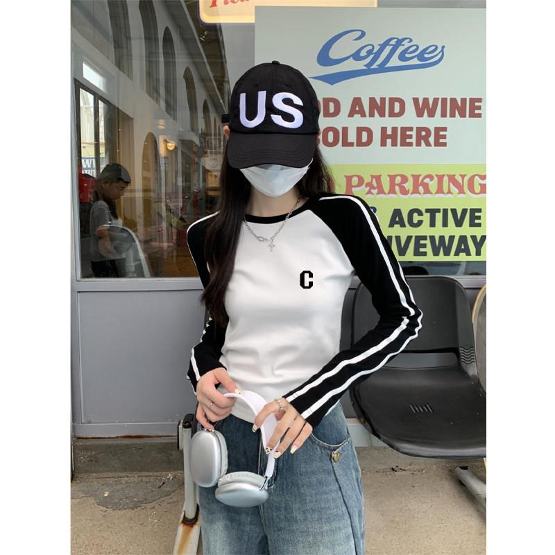 极速美式高街纯棉长袖t恤女装2026新款早秋季小众设计感修身短款