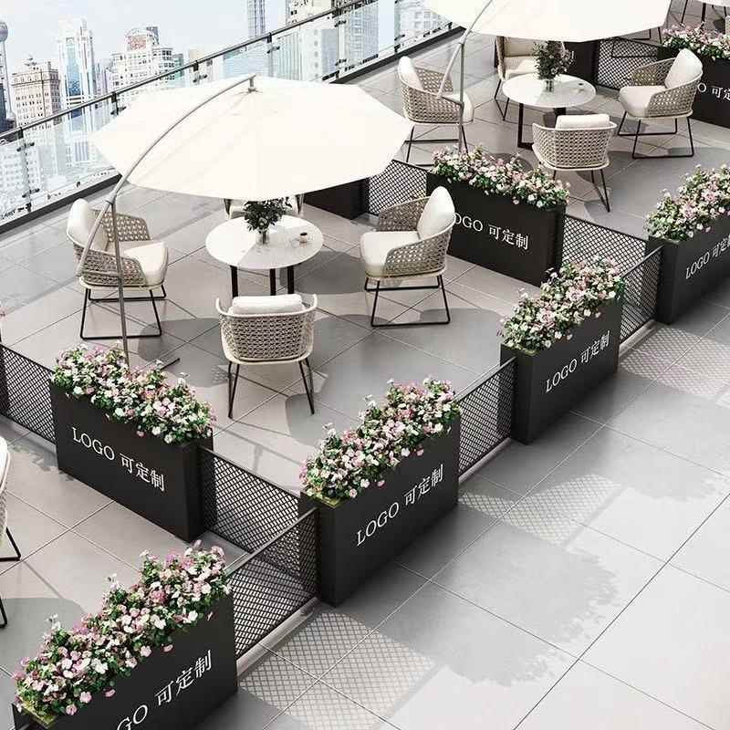 广场围栏市政花槽铁艺组合花坛户外长方形花箱商业街不锈钢