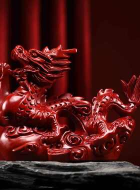 头实木新居礼品司搬迁创意装饰开业龙年生肖贺礼木雕摆件办公雕刻