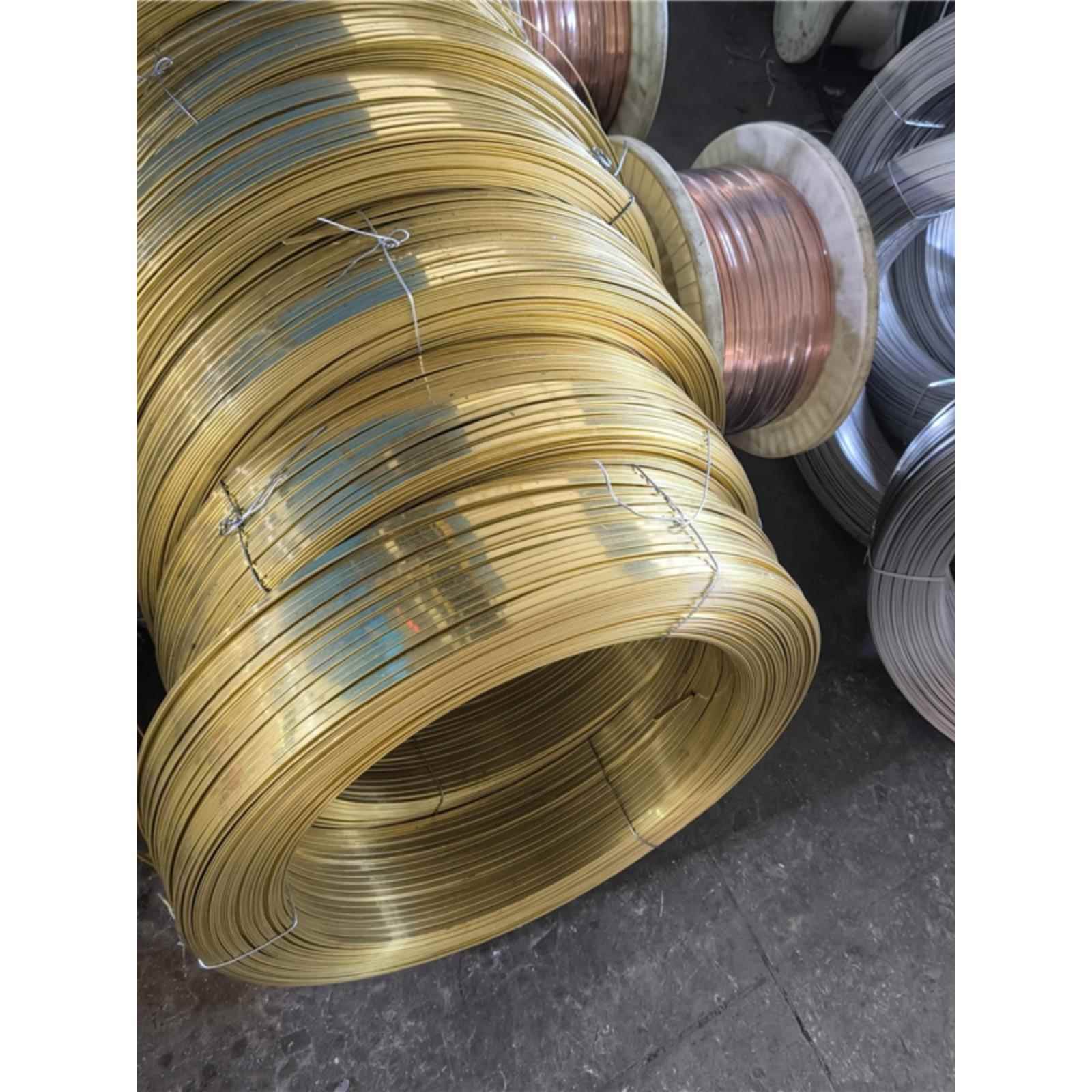 H65黄铜扁线光亮扁铜丝压扁调直加工H62方铜条扁丝冲孔折弯加工