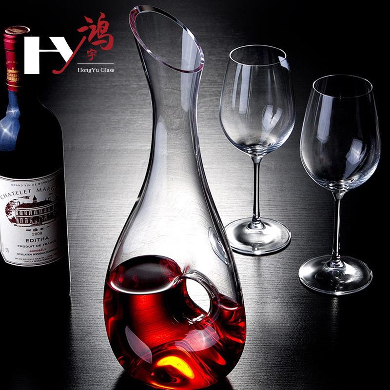 新款直销鸿宇欧式水晶玻璃醒酒器创意蜗牛斜颈红酒倒酒器轻奢调酒