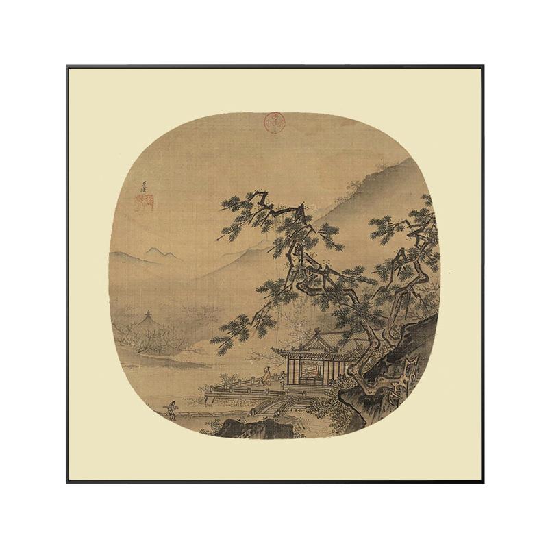 宋画小品南宋马远雪景图古代山水画国画名画复制品中式仿古画挂画