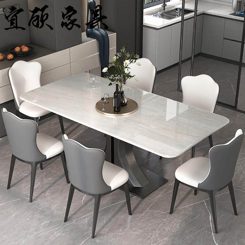 天然奢石卡里冰玉餐桌2024新款大理石高端长方形别墅家用吃饭桌