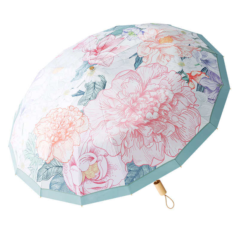 16骨三折手开金骨架遮阳伞可爱高级感女太阳伞防晒晴雨两用太阳伞,居家日用,伞,淘宝优惠券,粉丝福利购,淘宝优惠卷