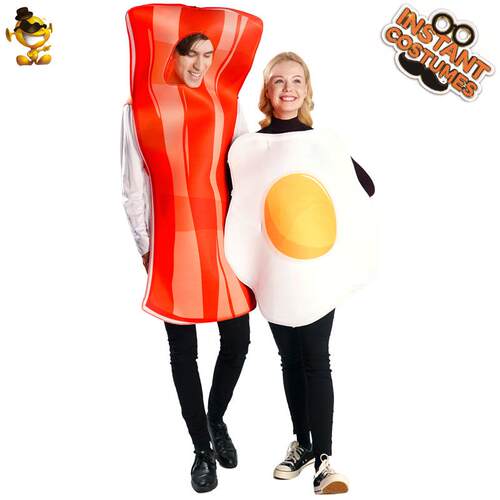Fried Egg Bacon Couple Costume, Adult Funny Food