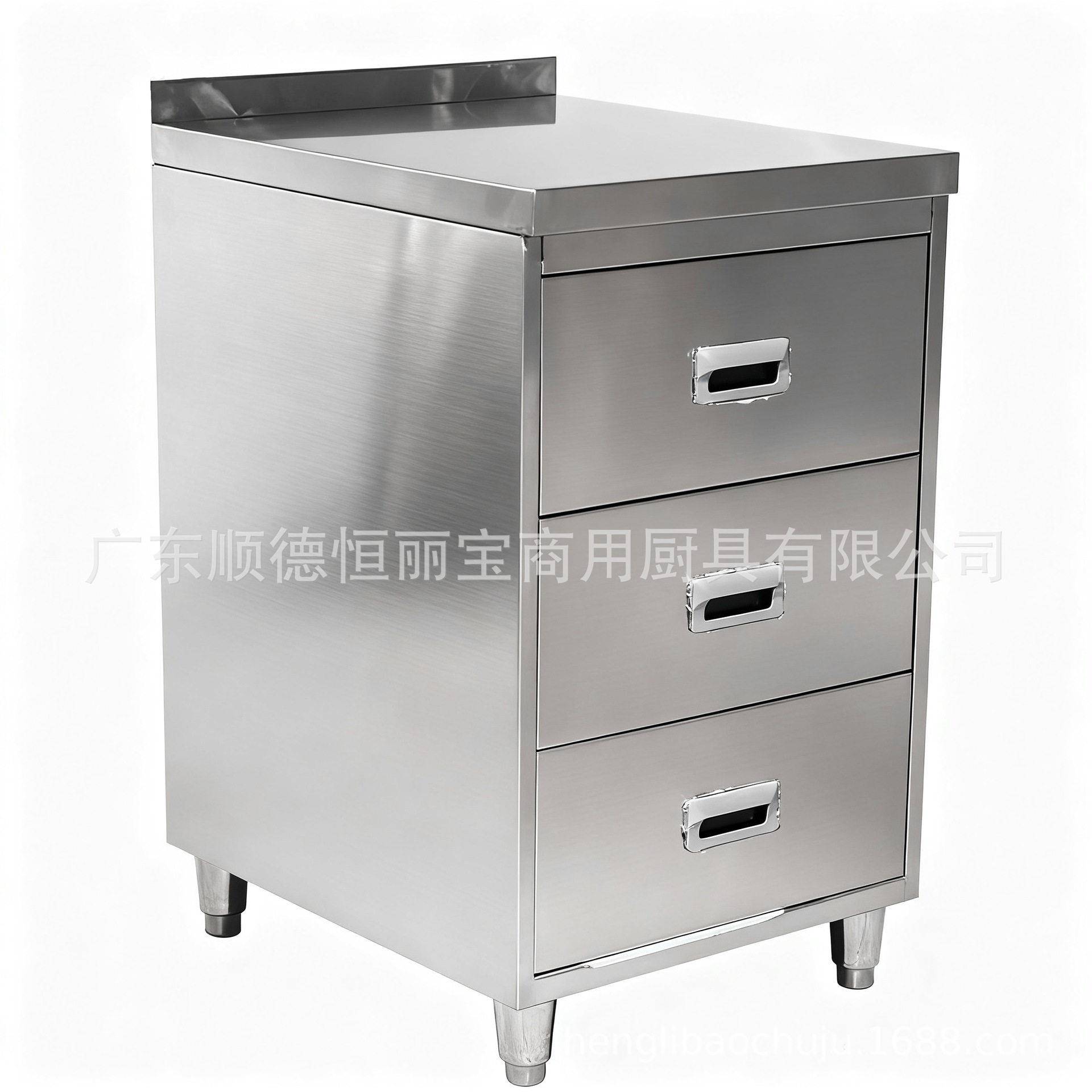 恒丽不锈钢带背板内嵌款三门抽屉耐用多功能工具柜调料储物分类