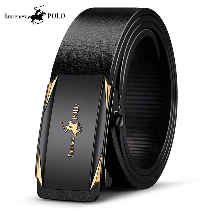 高档Amu商li保罗皮带男士正品无自动扣牛皮内带务休闲公齿共工匠