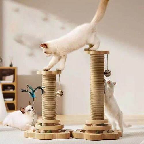 Cat Scratching t 4 in 1 Wooden Cat Scratcher Toy Tall