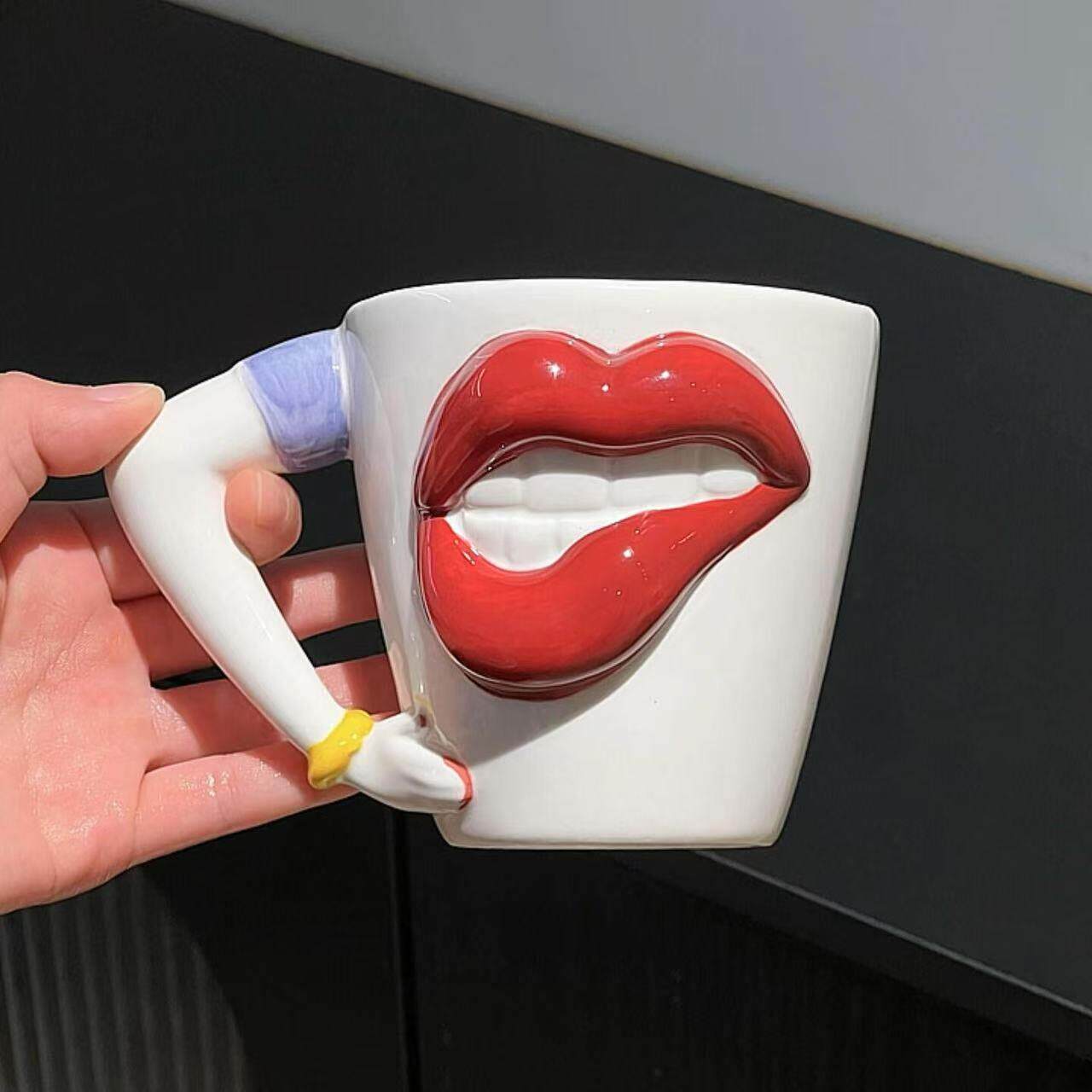 性感红唇马克杯陶瓷咖啡杯创意搞怪水杯闺蜜情侣喝水杯高颜值杯子