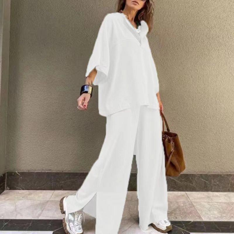 and tops trousers and cotton women suits loose pants for