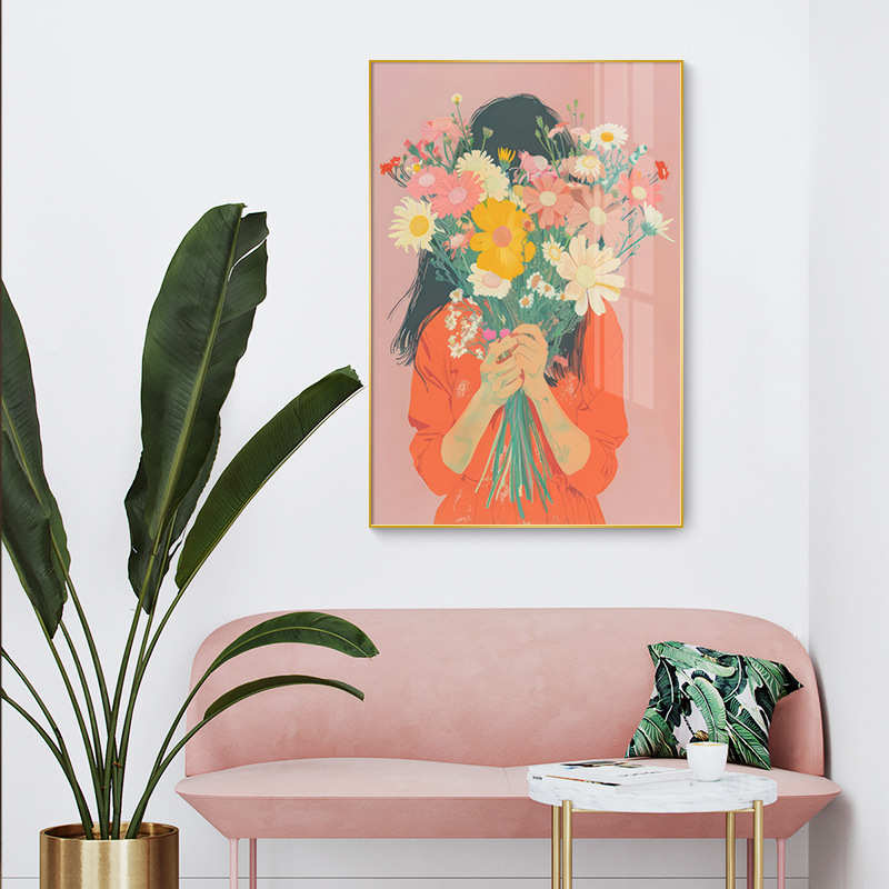 酒店挂画抽象花卉装饰画客厅艺术高级感北欧挂画定制多巴胺彩色图片